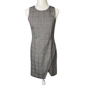 Banana Republic Mini Checkered Plaid Black Gray Slit Dress Size 0 Women's
